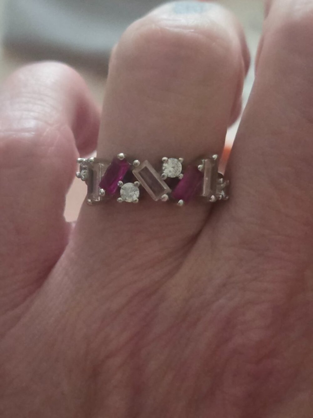 Self love ring pink and clear stones. All your broken pieces make you beautiful